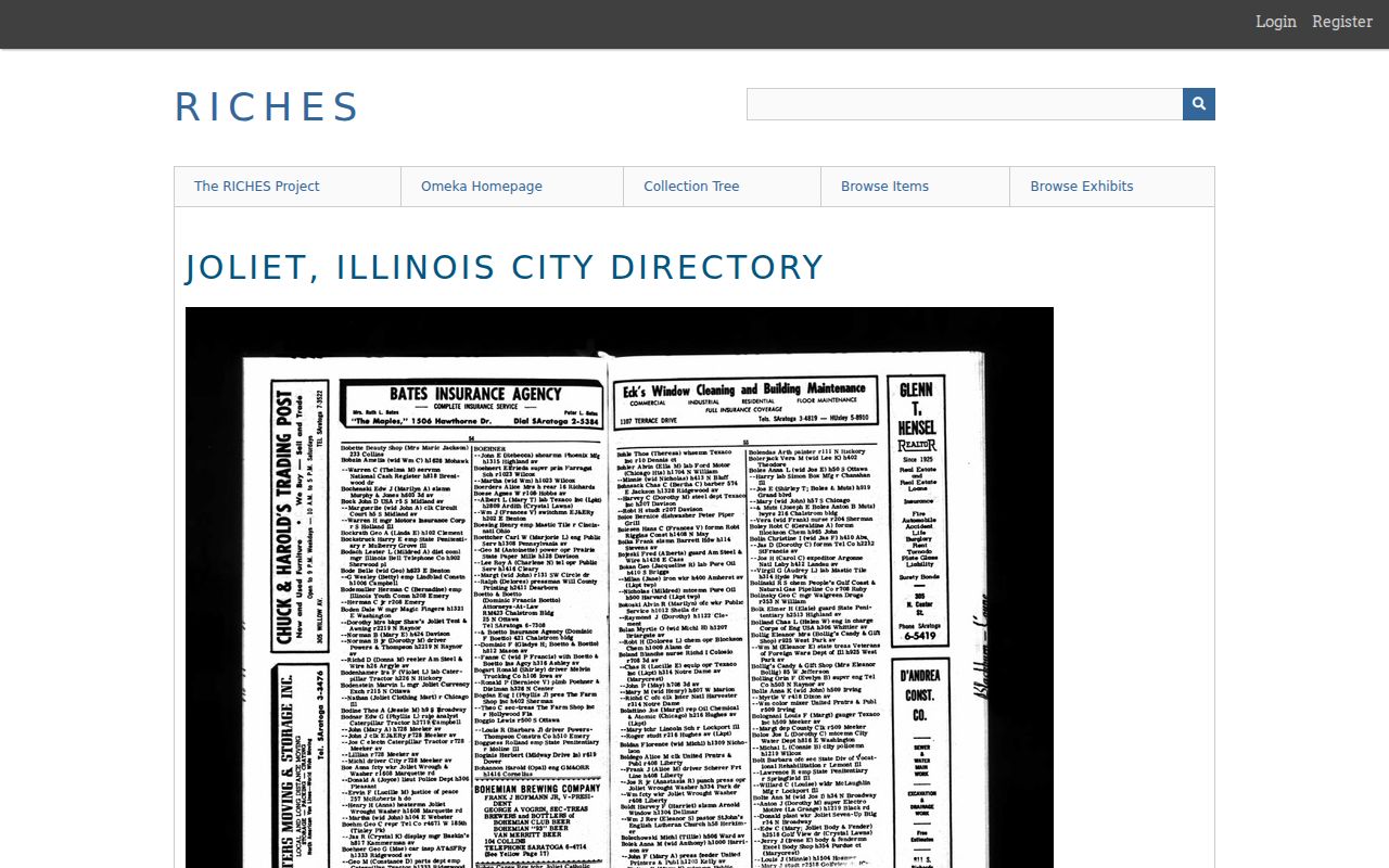 New Lenox city directory research using a digitized 1960 Joliet directory