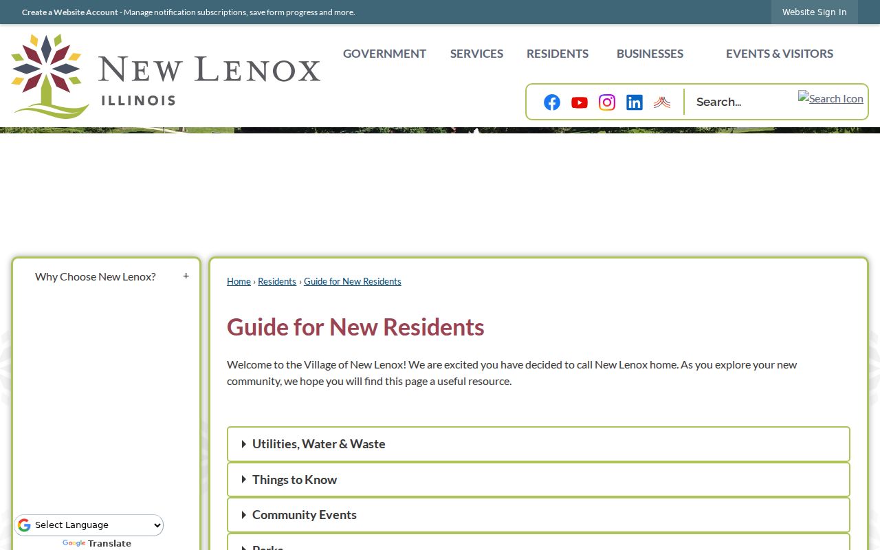 New Lenox guide showing service jurisdictions around neighboring addresses