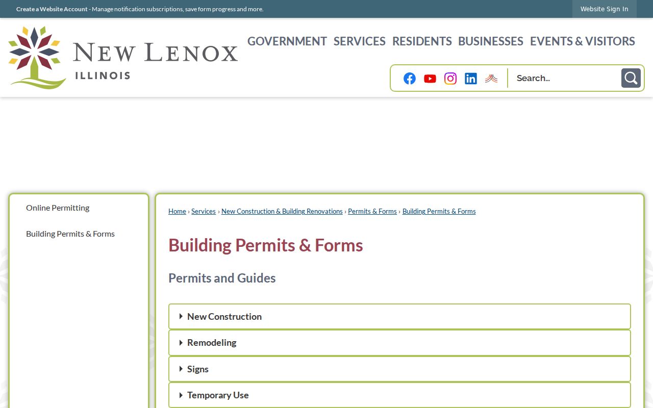 New Lenox building permit forms used to research activity on a neighboring parcel