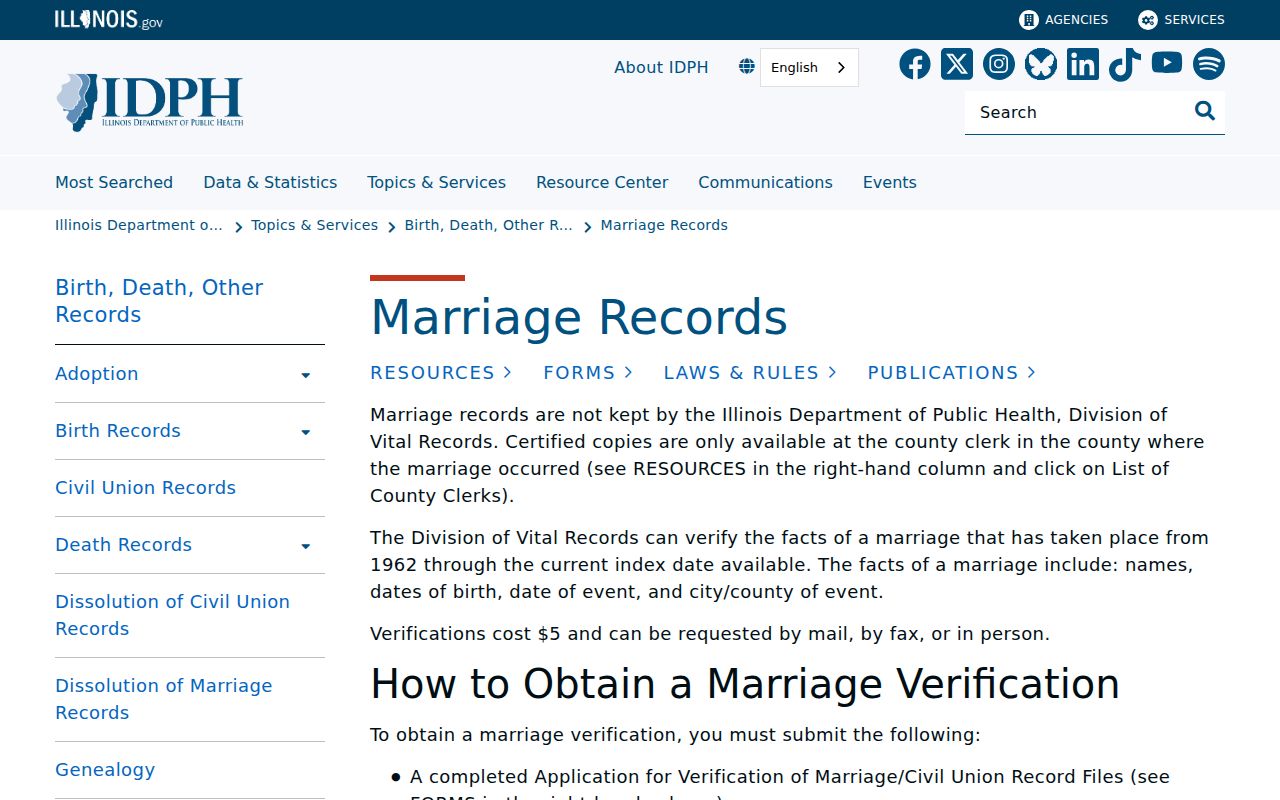Illinois marriage record access guidance for a New Lenox name search