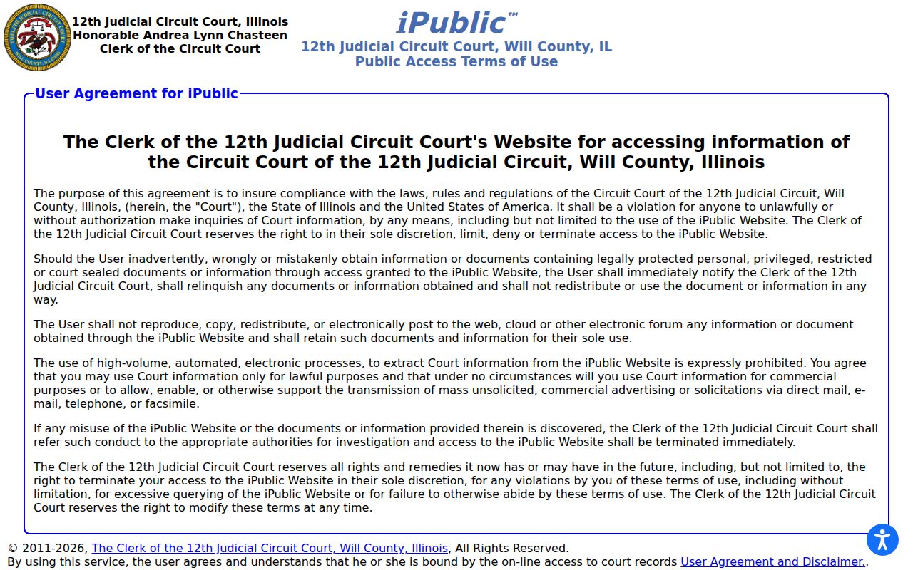 Email-gated Will County public court search for New Lenox names