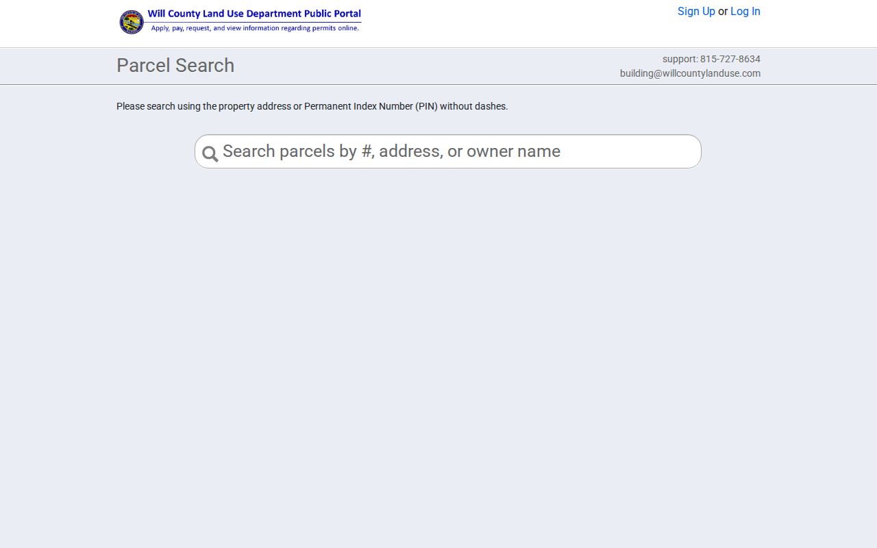 Will County SmartGov parcel search near New Lenox