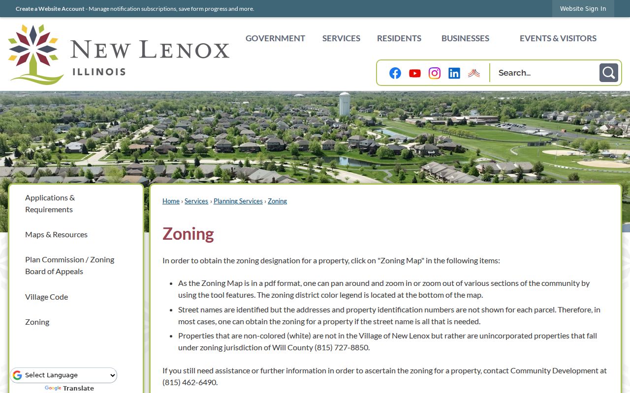 New Lenox zoning guidance for Village and county parcels